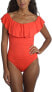 Фото #2 товара La Blanca 281070 Women's Goddess Off Shoulder Ruffle One Piece Swimsuit, Size 12