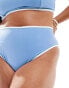 Фото #2 товара ASOS DESIGN Curve contrast binding high leg high waist bikini bottom in dusty blue