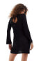 Фото #2 товара Noisy May knitted mini dress with tie back in black