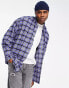 ASOS DESIGN extreme oversized brushed flannel check shirt in purple lila, 2XS - Chest 34 - фото #1