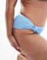 Фото #4 товара South Beach Curve jacquard crinkle high waist bikini bottom in cornflower blue