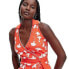 Фото #2 товара Women's Collared Sleeveless Ginkgo Cherry Tomato Sweaterknit Midi Wrap Dress -