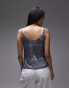 Topshop – Transparentes Tanktop in Metallic-Anthrazit