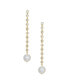 Cubic Zirconia Chain Freshwater Pearl Drop 18K Gold Plated Earrings