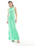 Фото #3 товара ASOS DESIGN satin square neck maxi dress with cowl back detail in Green