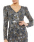 ფოტო #2 პროდუქტის Women's Long Sleeve Geometric Sequin Midi Dress