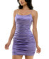 Juniors' Ruched Satin Back-Cutout Bodycon Dress