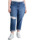ფოტო #1 პროდუქტის Trendy Plus Size Cuffed Girlfriend Jeans