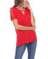 Фото #3 товара Women's Keyhole Neck Cutout Short Sleeve Top