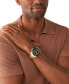 ფოტო #4 პროდუქტის Men's Fossil Blue GMT Gold Tone Stainless Steel Watch, 46mm