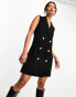 Фото #2 товара French Connection sleeveless button front blazer mini dress in black