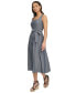 Women's Chambray Square-Neck Sleeveless Midi Dress