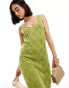 New Look stitched v-neck dress in light green