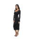 Women's Long Sleeve Square Neck Disco Dot Maxi Dress