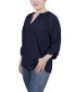 ფოტო #3 პროდუქტის Women's Raglan Sleeve Split Neck Blouse Top