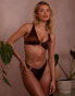 Wolf & Whistle X Emily Hughes Fuller Bust ring side high leg bikini bottom in high shine brown