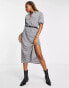 Фото #4 товара ASOS DESIGN short sleeve shirt midi dress with belt in mono check