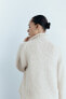 Фото #5 товара Джемпер Zara Свитер свободного кроя с высоким воротником и длинными рукавами. Ажурная ткань с отворотами.