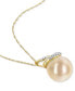 ფოტო #3 პროდუქტის Cultured South Sea Pearl (9mm) & Diamond (1/10 ct. t.w.) Swirl 17" Pendant Necklace in 14k Gold