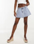 New Look pleated denim mini skirt in mid blue