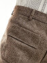 Фото #9 товара ASOS DESIGN smart flared wool mix trousers in tweed brown