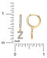 ფოტო #22 პროდუქტის Cubic Zirconia Initial Dangle Hoop Earrings in 18k Gold-Plated Sterling Silver, Created for Macy's