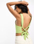 Lola May square neck tie back top co-ord in green