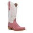 R. Watson Boots Rose Boar Embroidered Narrow Square Toe Cowboy Womens Pink, Whi