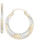 ფოტო #1 პროდუქტის Diamond Cut Graduated Round Hoop Earrings in 10k Two-Tone Gold