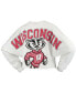 Фото #4 товара Women's White Wisconsin Badgers Raw Hem Cropped Long Sleeve T-shirt