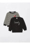 LCW baby Bisiklet Yaka Baskılı Kız Bebek Sweatshirt 2'li