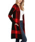 ფოტო #3 პროდუქტის Women's Hooded Exploded Plaid Coatigan Sweater