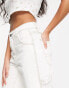 Фото #3 товара Bershka Petite contrast seam carpenter cargo straight leg jeans in off white