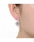 Sterling Silver with Rhodium Plated Clear Oval and Round Cubic Zirconia Halo Drop Earrings