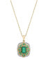 ფოტო #1 პროდუქტის Emerald (1-1/3 ct. t.w.) & Diamond (1/10 ct. t.w.) Halo 18" Pendant Necklace in 14k Gold