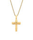 18k Gold Plated Stainless Steel Cut Accented Cross Pendant
