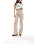 Bershka wide leg tailored trousers in Stone