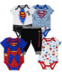 ფოტო #1 პროდუქტის Justice League Superman Baby Boys Short Sleeve Bodysuits and Jogger Pants