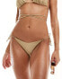 Bershka v-front bikini bottoms co-ord in bronze Коричневый, L - EU 40 - фото #1