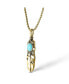 Women's Feather Necklace with Turquoise Stone in Gold