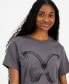 ფოტო #3 პროდუქტის Juniors' Butterfly-Graphic T-Shirt