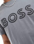 BOSS GREY tee 1 t-shirt in grey with black logo print grau, XS - фото #3