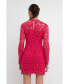 ფოტო #3 პროდუქტის Women's Long Sleeve Lace Mini Dress