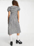 Topshop collar gingham midi dress in mono