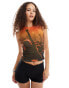 ASOS DESIGN mesh tank top with music festival graphic in orange