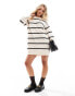 Фото #2 товара ASOS DESIGN Petite crew neck mini dress with wide cuff in stripe