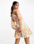 ASOS DESIGN one shoulder cotton mini dress in ditsy floral