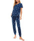 ფოტო #3 პროდუქტის V-Neck T-Shirt & Jogger Pants Pajama Set