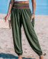 Фото #2 товара Women's Olive Smocked Waist Patch Pocket Tapered Leg Pants