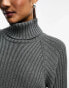 Фото #2 товара YAS ribbed roll neck jumper midi dress in grey - GREY